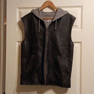 Mens dark brown leather vest